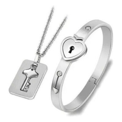 Casal Amor Coração Bloqueio Pulseiras Pulseira Chave
